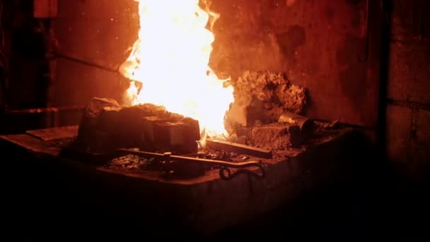 Forger Dans Une Flamme Feu Artisanat Forgeron — Video