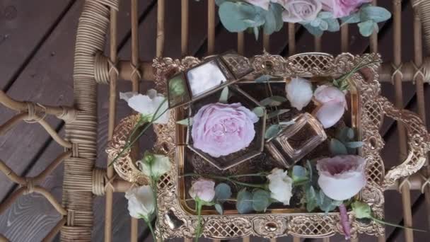 Blumen Und Dekor Bei Der Hochzeit — Stockvideo