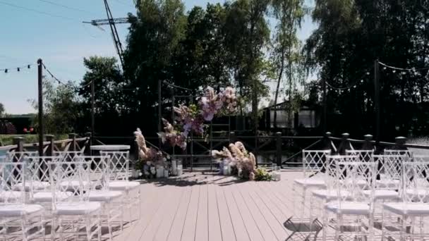 Церемонія Арктичного Весілля Venue Decor Gimbal Shot Maui Hawaii Wedding — стокове відео