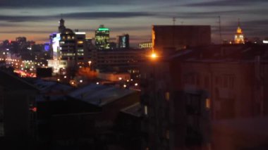 Gece şehri. Hava manzaralı. Gece şehri manzaralı. Tayland 'da doğal kış gecesi manzarası