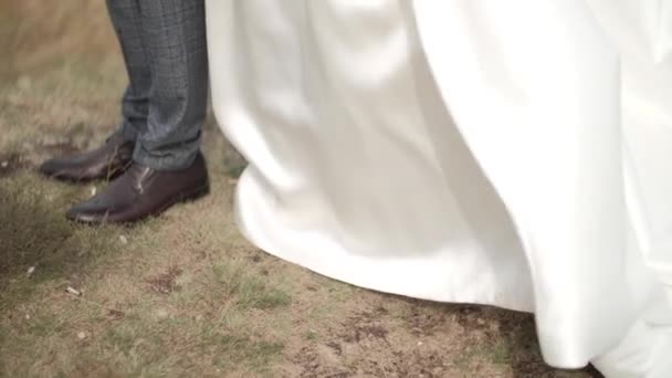 Close Bainha Vestido Noiva Gown Bainha Casamento Sem Impressão Renda — Vídeo de Stock