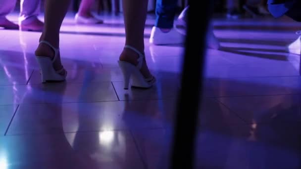 Feet Dancing People Rays Light Music — Stock Video