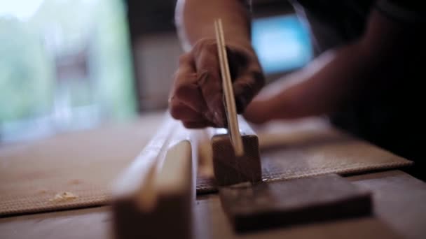 Carpentry Workshop Working Moments Little Things — Stock Video