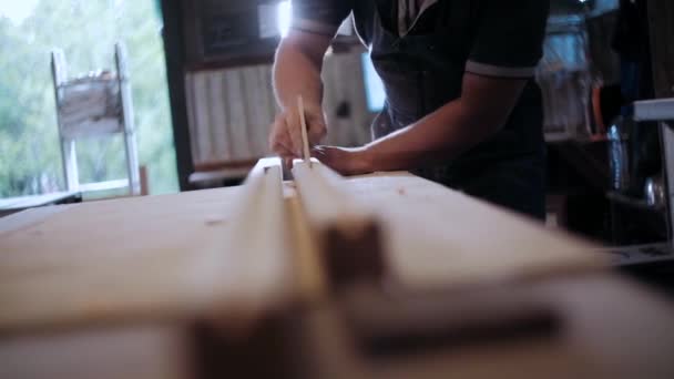 木工车间的工作时间和小事 — 图库视频影像