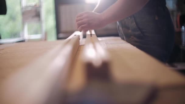 Taller Carpintería Momentos Trabajo Pequeñas Cosas — Vídeo de stock