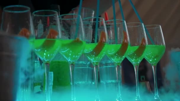 Cocktail Glasses Rows Table — Stock Video