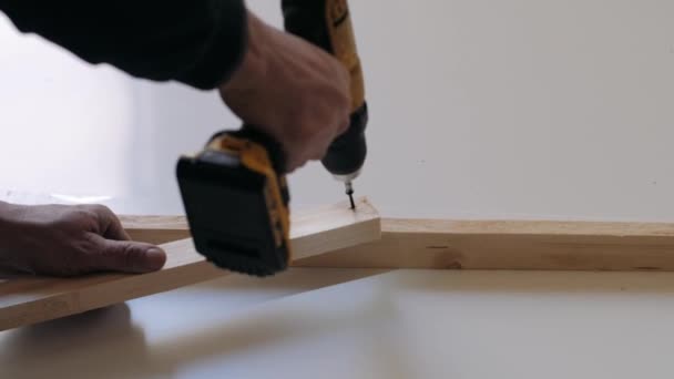 Male Hands Working Screwdriver — Stock Video