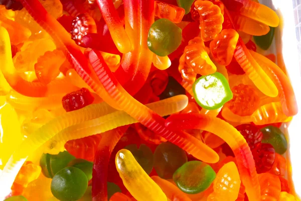 Renkli Değişik Şekilli Jöle Şekerlerinin Yakın Görüntüsü Jelibonlar Renkli Jelibonlar — Stok fotoğraf