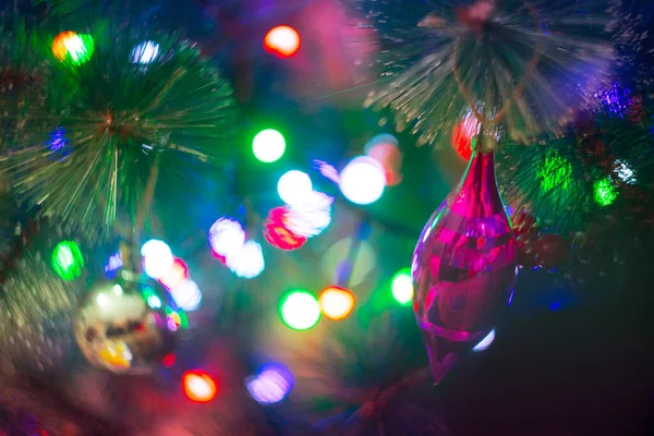 Parlak Renkli Noel Ağacı Oyuncakları Arka Planı — Stok fotoğraf