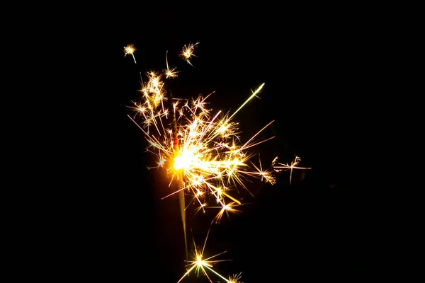 Fuegos Artificiales Bengalas Luces Bokeh Sobre Fondo Azul Oscuro —  Fotos de Stock