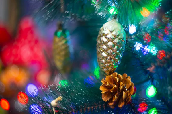 Glänzende Bunte Weihnachtsbaum Spielzeug Hintergrund — Stockfoto