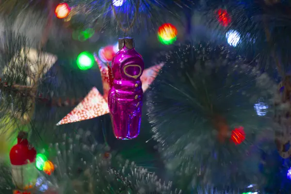 Glänzende Bunte Weihnachtsbaum Spielzeug Hintergrund — Stockfoto