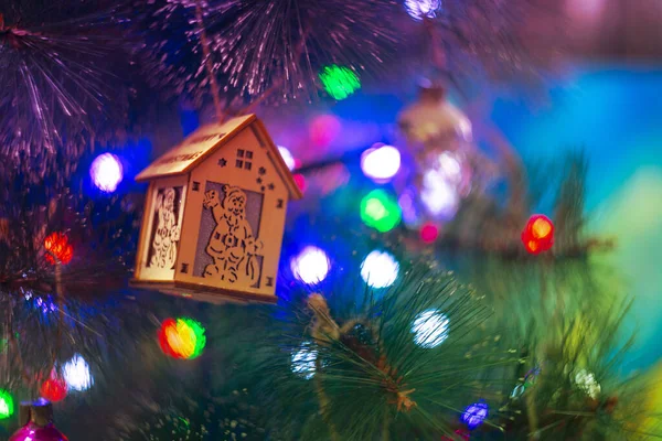 Shiny Multi Colored Christmas Tree Toys Background — Stock Photo, Image