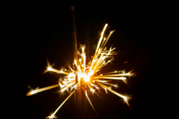 Vuurwerk Sterretjes Bokeh Lichten Donkerblauwe Achtergrond — Stockfoto