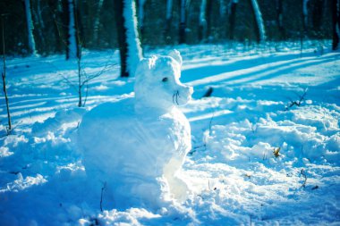 Yakın plan mutlu kardan adam bahçede