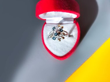 Nişan yüzüğü hediye kutusunda.