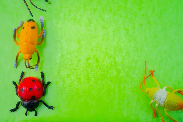 Plast Insekt Leksaker Färg Bakgrund — Stockfoto