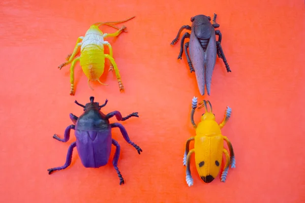 Plastic Insect Toys Color Background — Stock Photo, Image