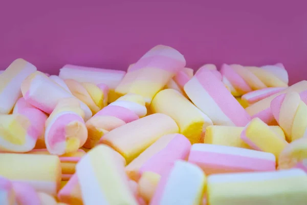 Marshmallows Roze Achtergrond Close — Stockfoto