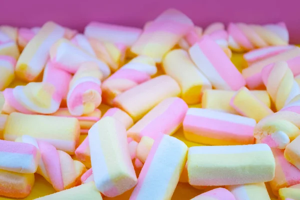 Marshmallows Růžovém Pozadí Detailní Záběr — Stock fotografie