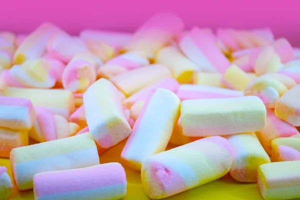 Marshmallows Fundo Rosa Close — Fotografia de Stock