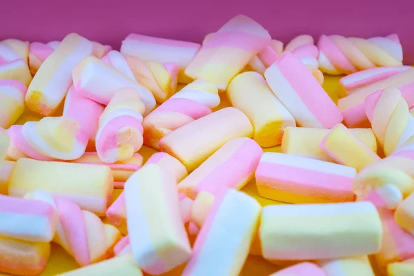 Marshmallows Fundo Rosa Close — Fotografia de Stock