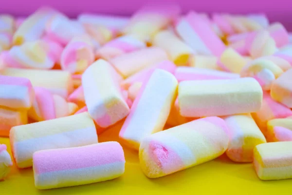 Marshmallows Růžovém Pozadí Detailní Záběr — Stock fotografie