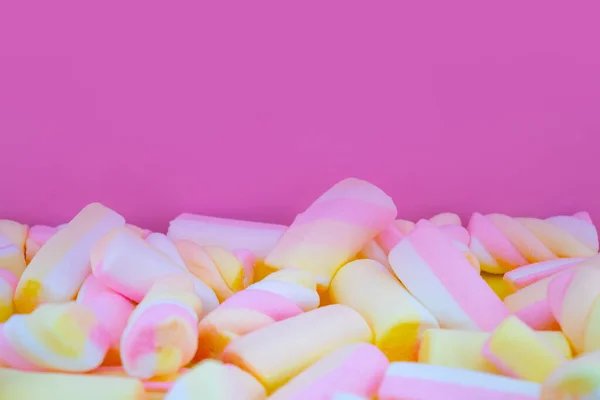 Marshmallows Pink Background Closeup — Stock Photo, Image