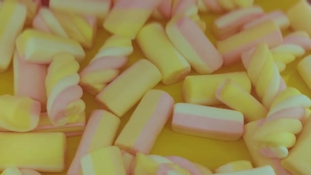 Marshmallows Růžovém Pozadí Detailní Záběr — Stock video