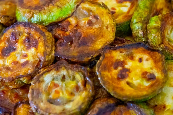 Zucchine Alla Griglia Zucchine Con Aglio Rosmarino Sul Piatto Vista — Foto Stock