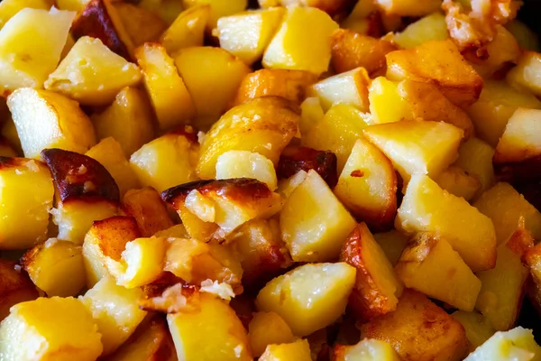 Closeup Fried Potatoes Background Texture — Stock Photo, Image