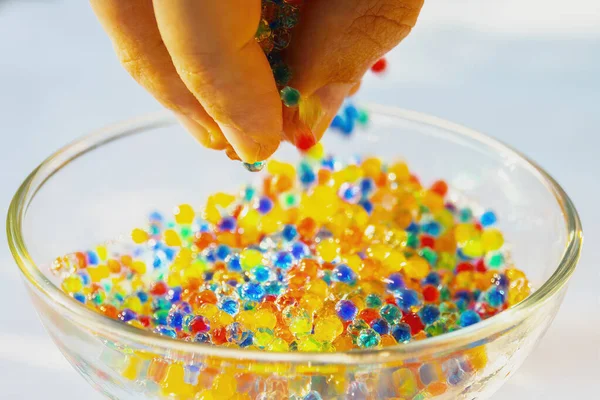 Beaucoup Petites Boules Gelée Dans Verre Boules Bonbons Multicolores Boules — Photo