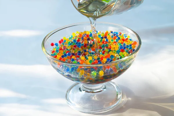 Beaucoup Petites Boules Gelée Dans Verre Boules Bonbons Multicolores Boules — Photo