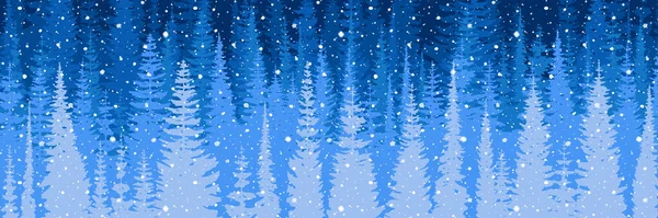 Stilisierung Einer Winterlandschaft Wald Schneefall Vektorillustration Banner — Stockvektor