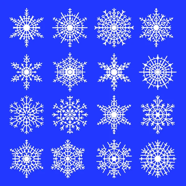 Set Sneeuwvlokken Vectorillustratie — Stockvector