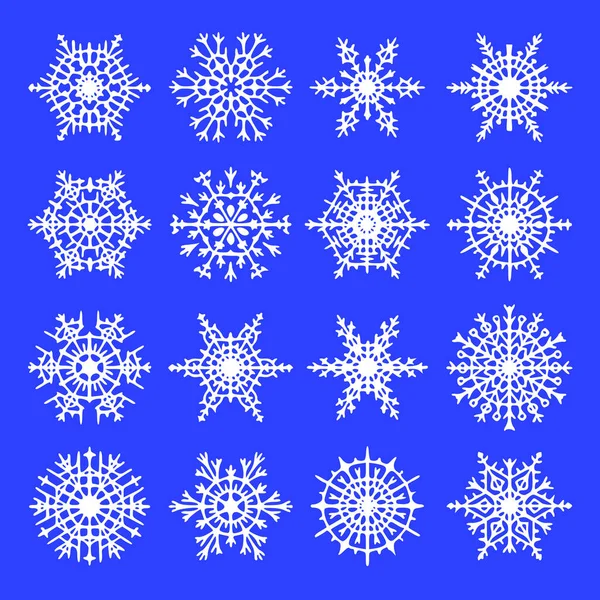 Набор Снежинок Векторная Иллюстрация Зимний Фон — стоковый вектор
