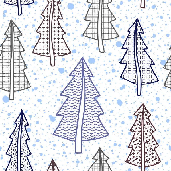 Patrón Inconsútil Árboles Navidad Fondo Vectorial Sobre Tema Invernal — Archivo Imágenes Vectoriales