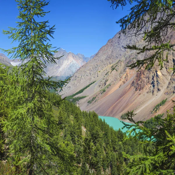 Dziki Wąwóz Górski Jeziorem Podróże Trekking Górach — Zdjęcie stockowe