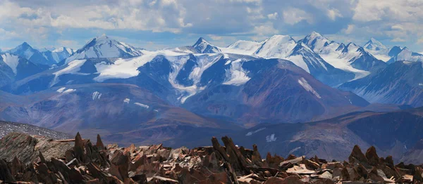 Panoramic Mountain View Rocky Peaks Traveling Mountains Mountaineering — Stok fotoğraf