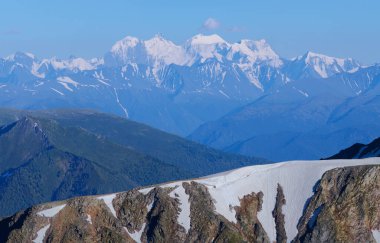 Mount Belukha is the highest point of Altai. Traveling in the mountains, climbing.	