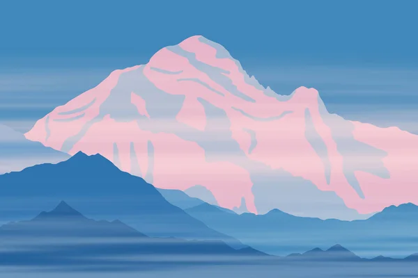 Vector Drawing Aconcagua South America Traveling Mountains Climbing Dawn Landscape — 스톡 벡터