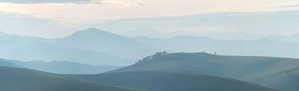 Montagne Colline Mattino Foschia Vista Panoramica — Foto Stock