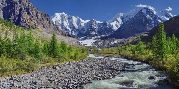 Paysage Montagneux Pittoresque Altaï Russie Gorge Avec Rivière Montagne Pentes — Photo