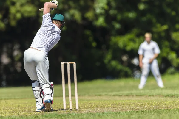 Cricket Batsman Strikes Bal — Stock Photo, Image