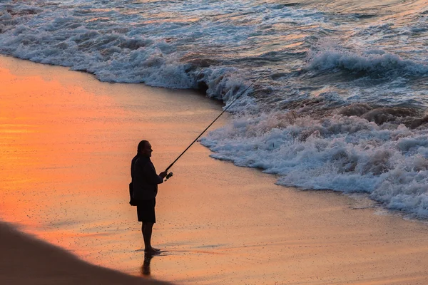 Pesca Playa Silhouetted Waterline Colores —  Fotos de Stock