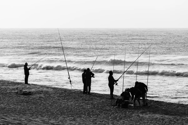 Pescadores Playa Negro Blanco — Foto de Stock