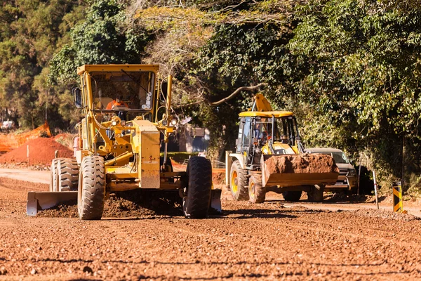 平地机公路建设 — 图库照片