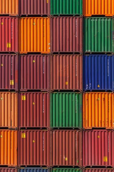 Steel Shipping Cargo Containers Stack Depot Open Yard — Stock Photo, Image