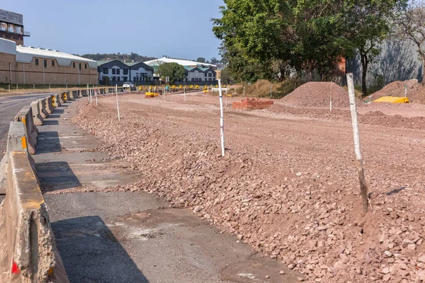 Estrada Construção Ampliando Melhorias Pista Única Para Dois Classificação Pedra — Fotografia de Stock