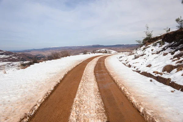 Mountains Snow Road Tracks — Stock Photo, Image